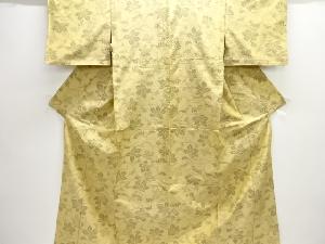 アンティーク　唐草模様織り出し十日町紬単衣着物